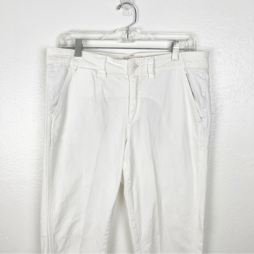 ANTHROPOLOGIE White Chino Relaxed Fit Pants 29 Preppy Neutral Beach Wedding - Picture 9 of 12